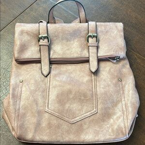 Fashionable Large Backpack for Women Dusty Pink Faux Leather excellent condition